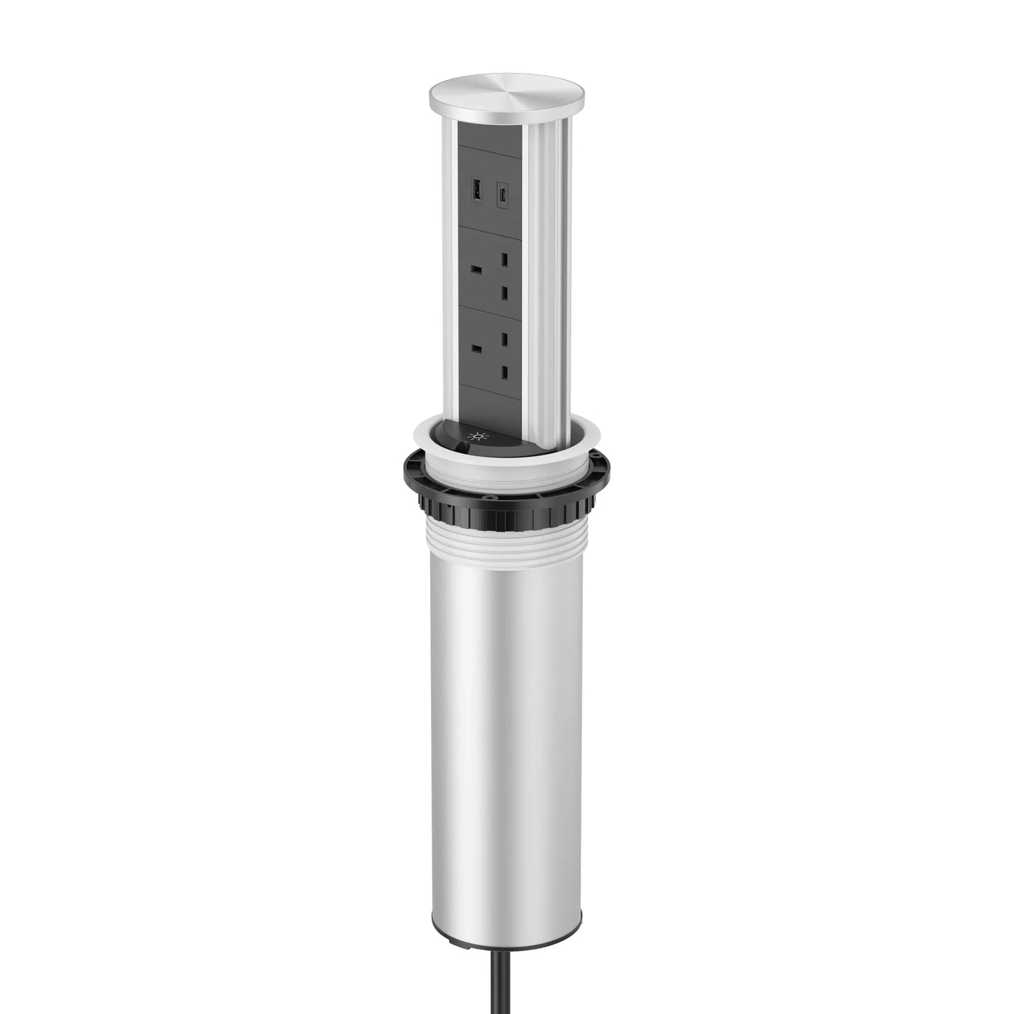 V16S: Silver Pop Up Socket with Light & 65w USB-C
