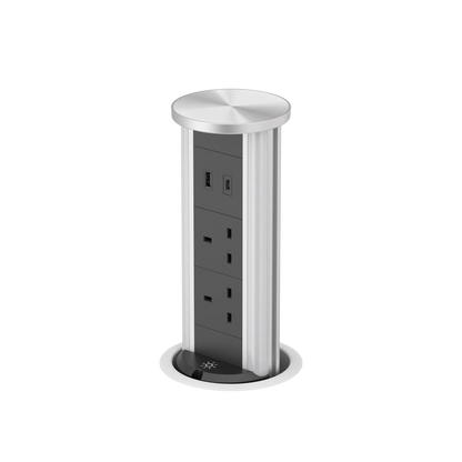 V16S: Silver Pop Up Socket with Light & 65w USB-C