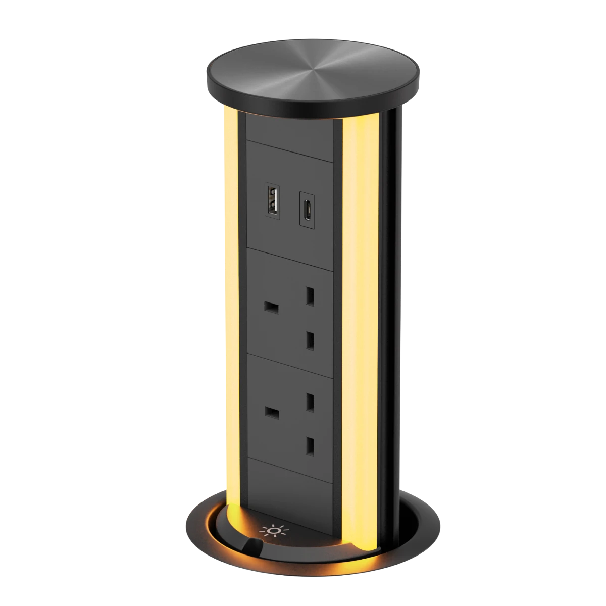V16B-UK Black Pop Up Outlet with Light