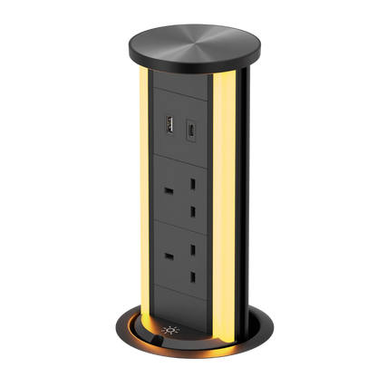 V16B-UK Black Pop Up Outlet with Light
