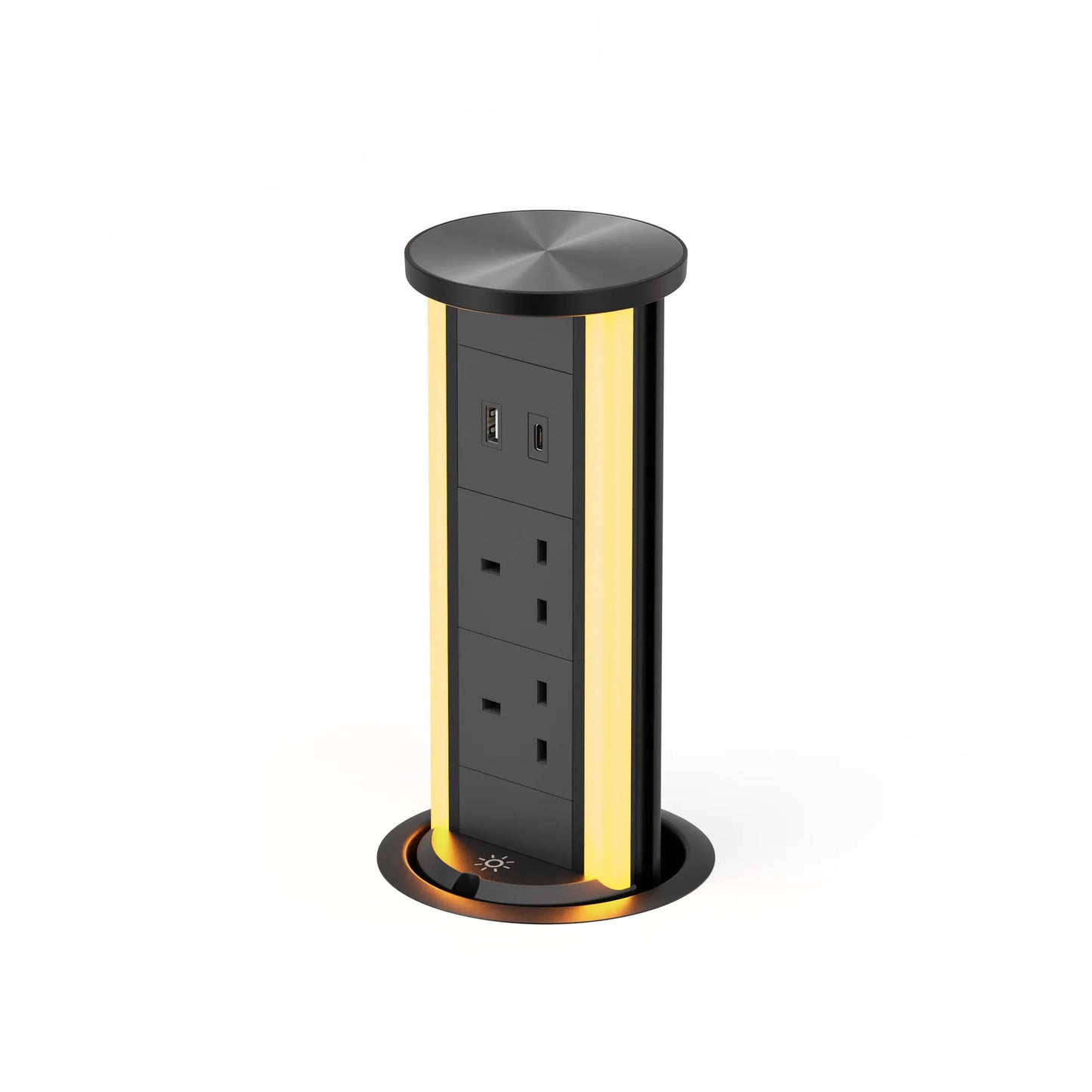 V16B: Black Pop Up Socket with Light & 65w USB-C