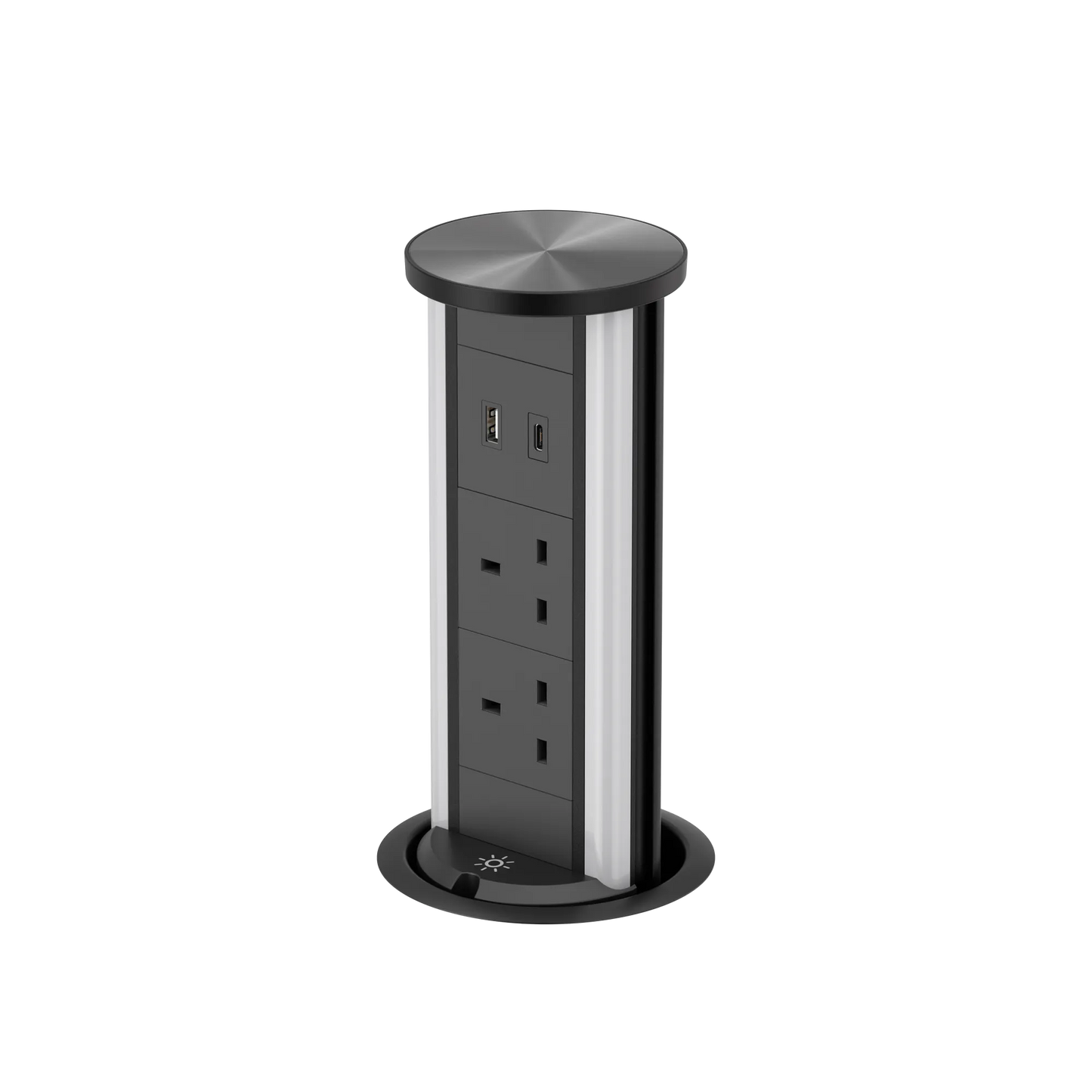V16B: Black Pop Up Socket with Light & 65w USB-C