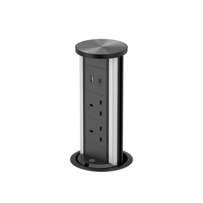 V16B: Black Pop Up Socket with Light & 65w USB-C