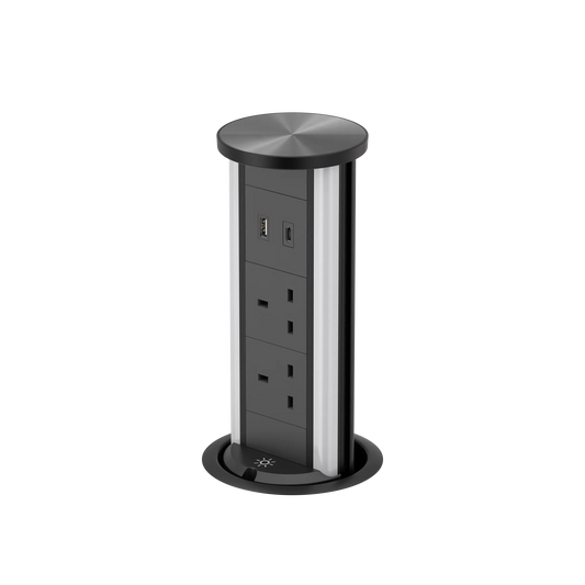 V16B: Black Pop Up Socket with Light & 65w USB-C