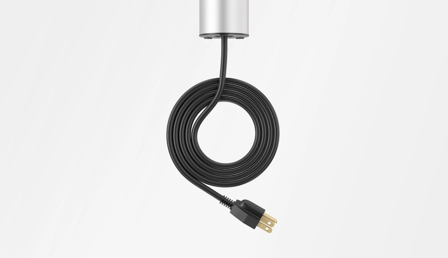 Black extension cord with a plug on a white background