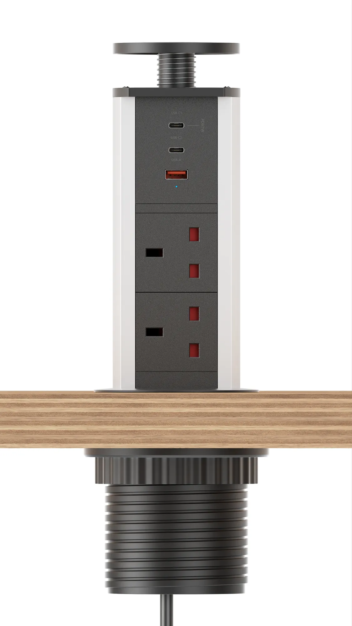 V1BC: Pop Up Power Socket Black
