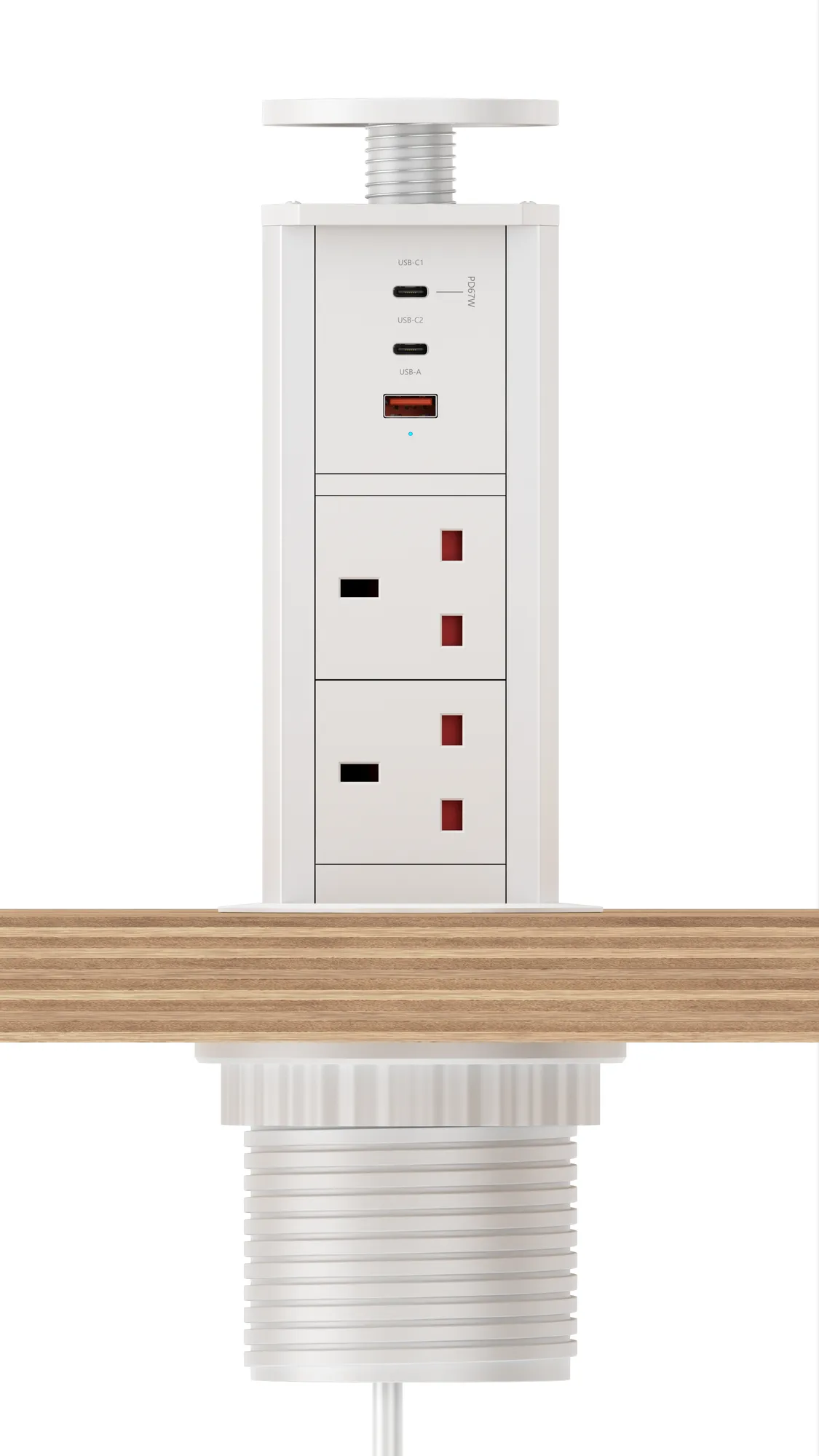 V1WC: Pop Up Power Socket White