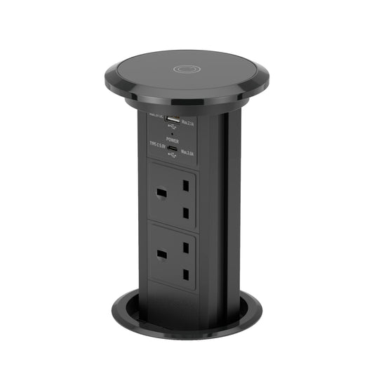 V3C: Black Motorised Pop Up Socket