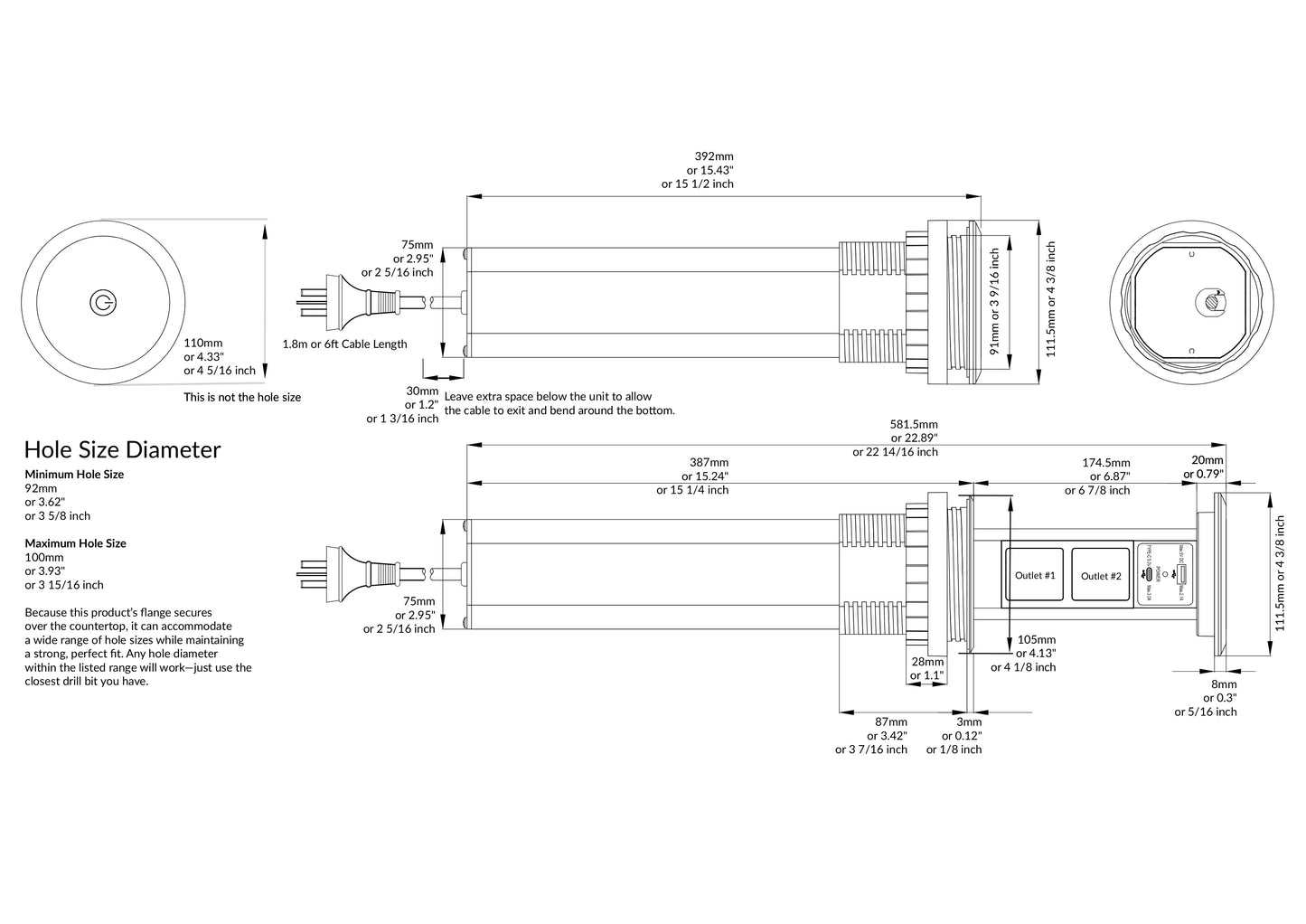 V3CW: White Motorised Pop Up Socket