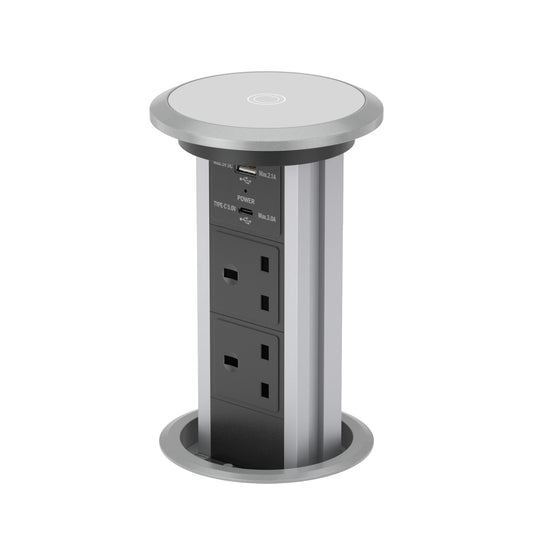V3CS: Silver Motorised Pop Up Socket