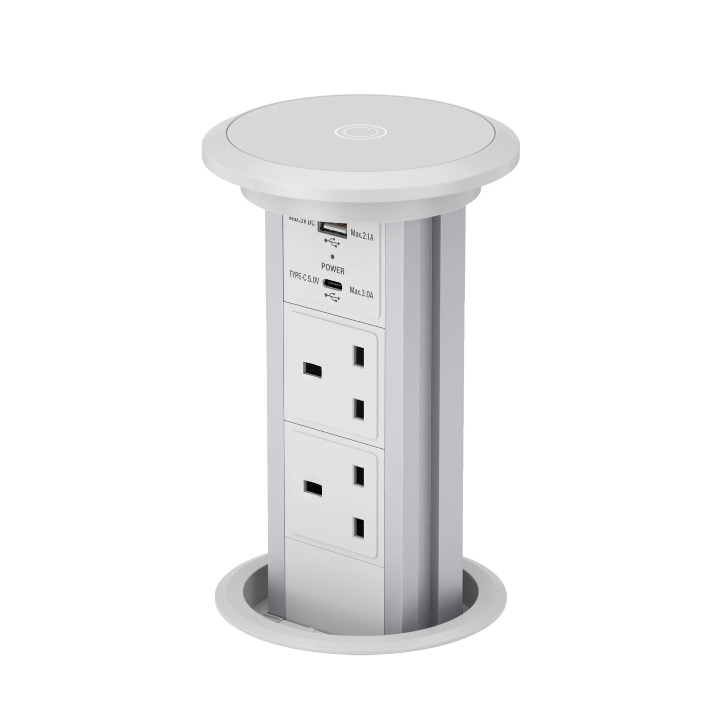 V3CW: White Motorised Pop Up Socket