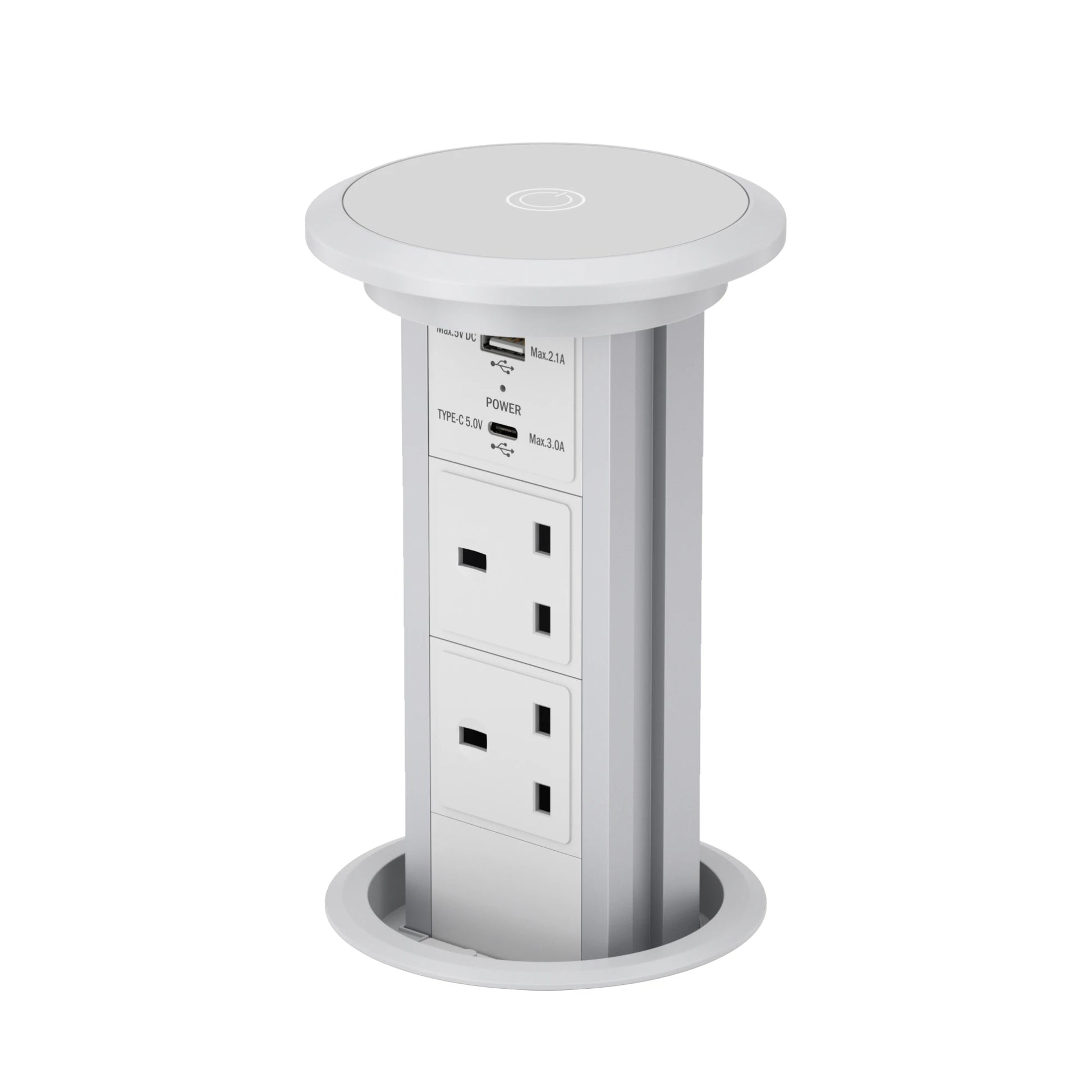 V3CW: White Motorised Pop Up Socket