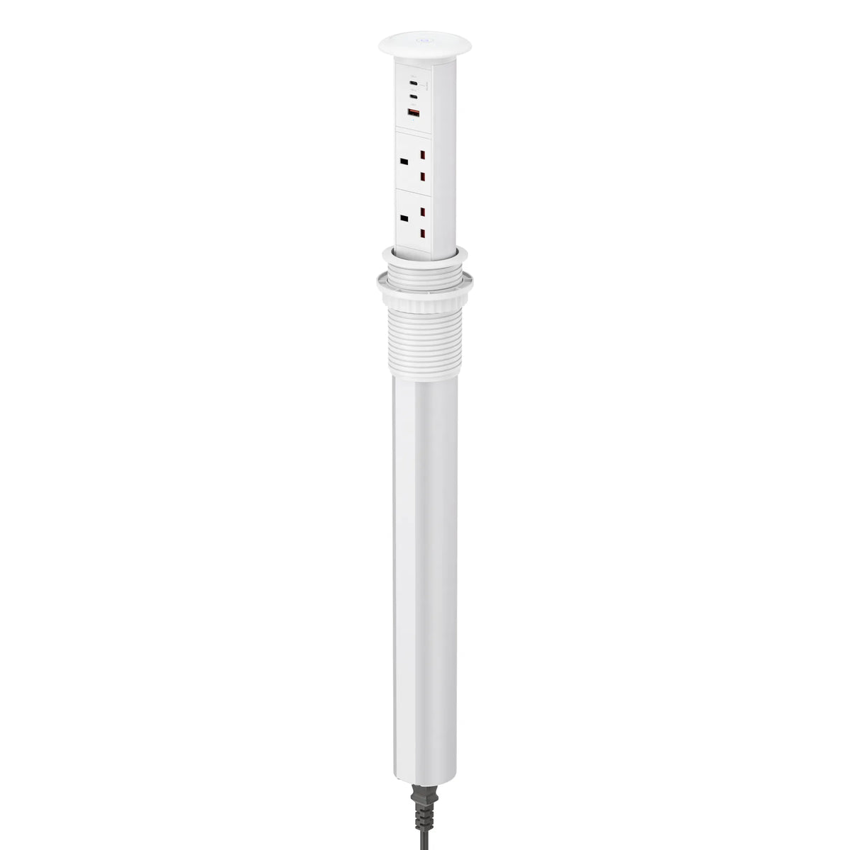 V3LW: White Motorised Pop Up Power Socket