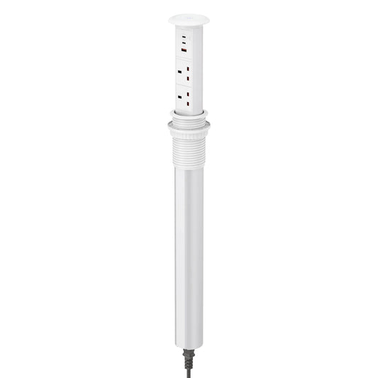 V3LW: White Motorised Pop Up Power Socket