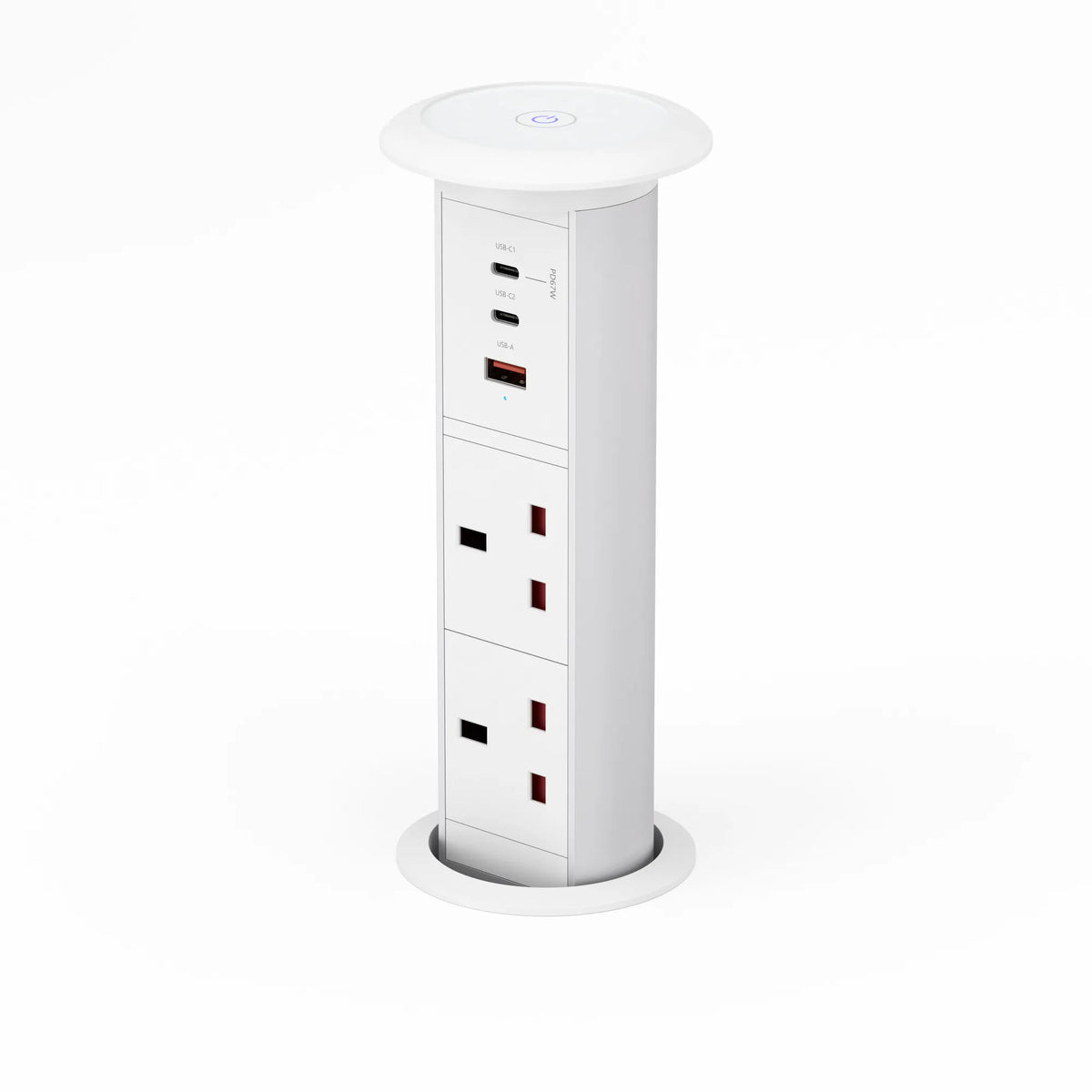 V3LW: White Motorised Pop Up Power Socket