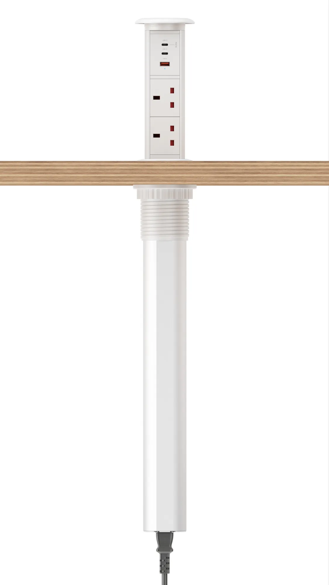 V3LW: White Motorised Pop Up Power Socket