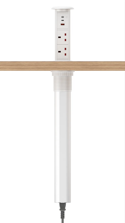 V3LW: White Motorised Pop Up Power Socket