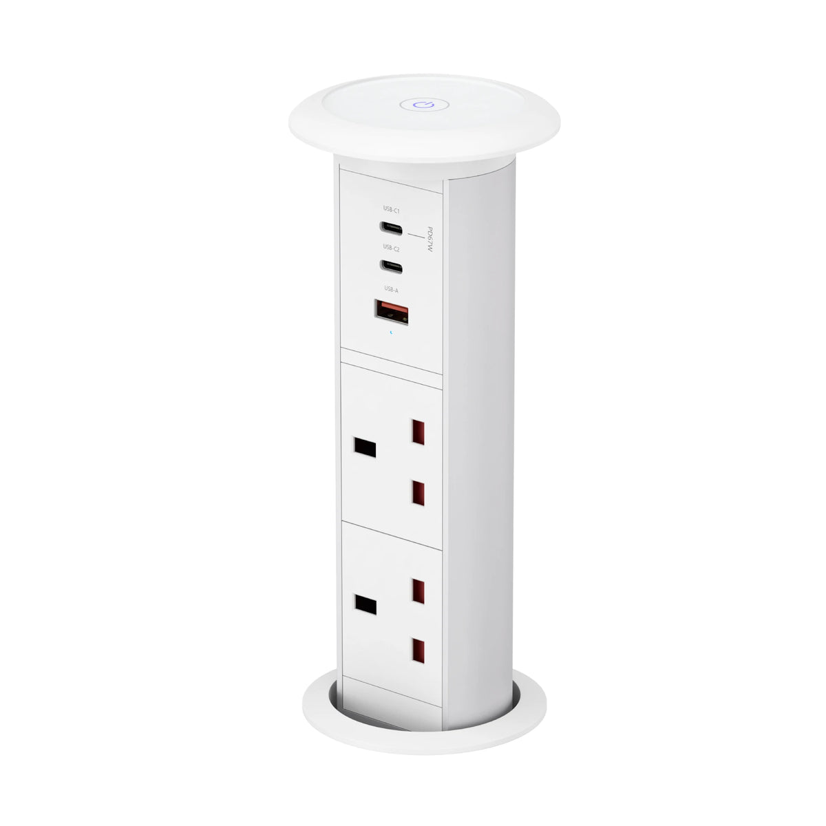 V3LW: White Motorised Pop Up Power Socket